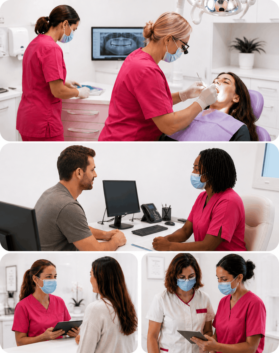 Équipe du Cabinet du Sourire accompagnant les patients à La Celle-Saint-Cloud